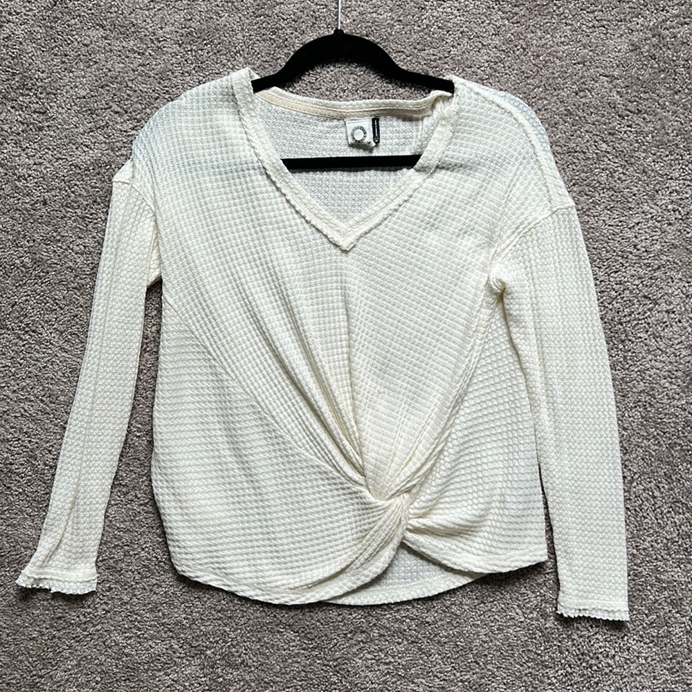 Anthropologie Waffle V-Neck Top